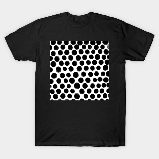 Vector seamless hand draw polka dot brush black white pattern. Monochrome Scandinavian background, Dry brush and rough edges ink illustration T-Shirt by Modern Art